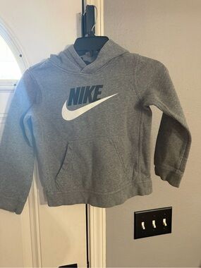 Nike Kids Heather Gray Hoodie with White Swoosh